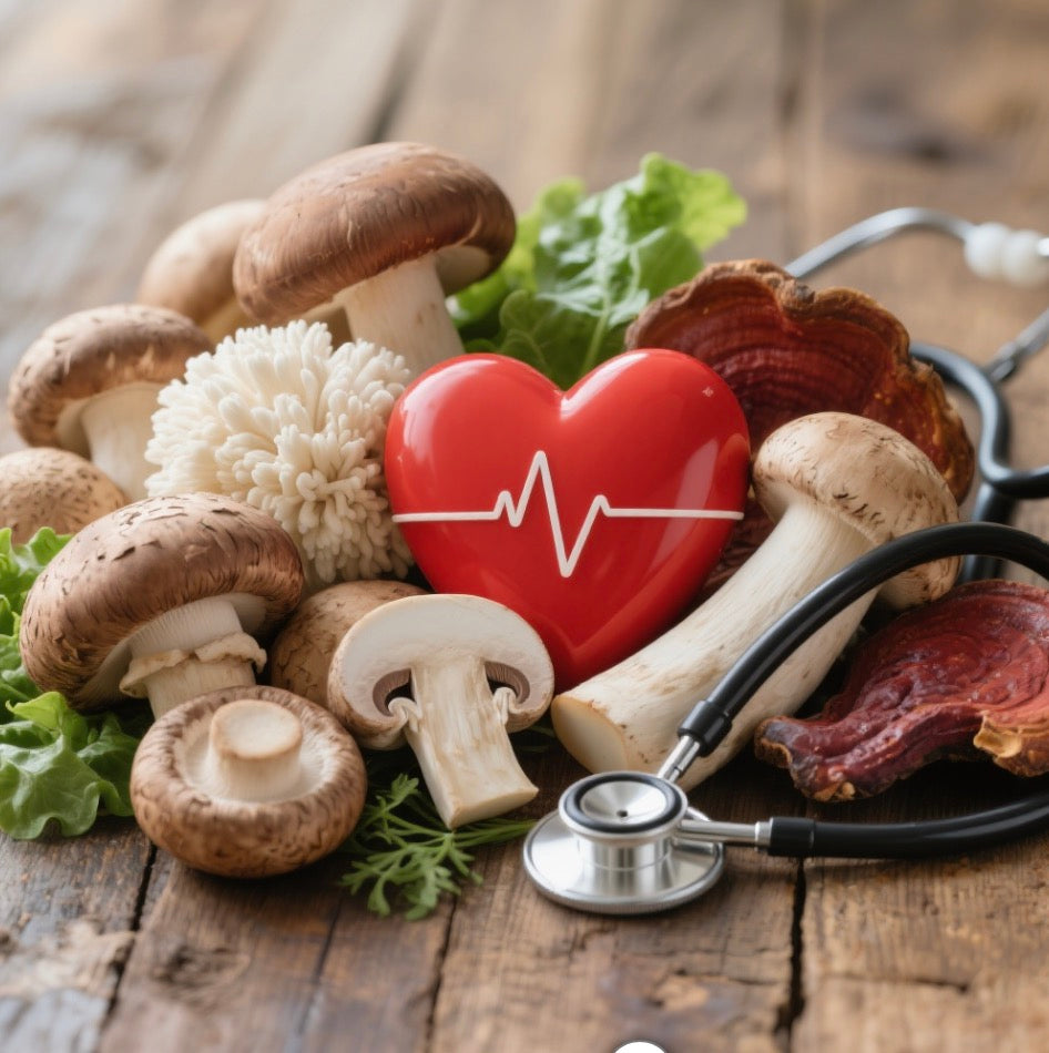 an image of mushrooms surrounding a heart