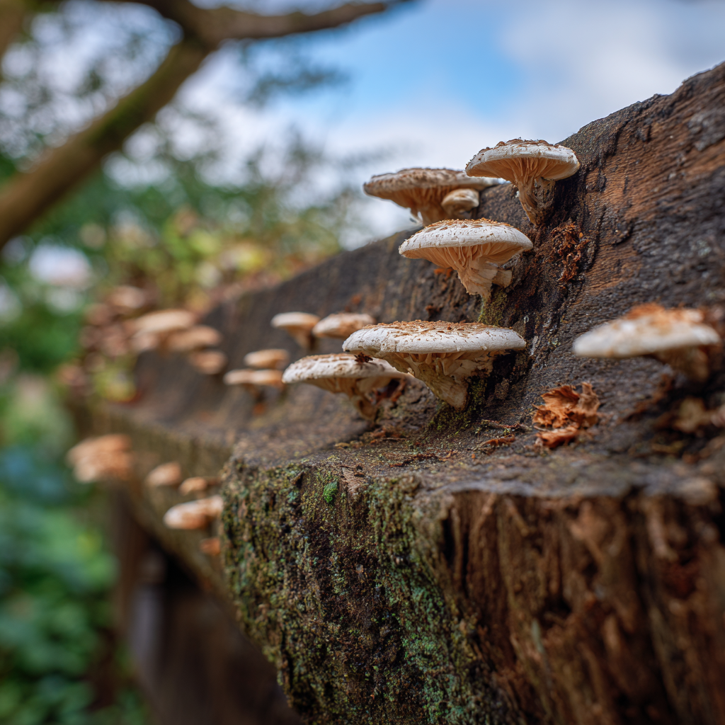 forest with shiitake logs