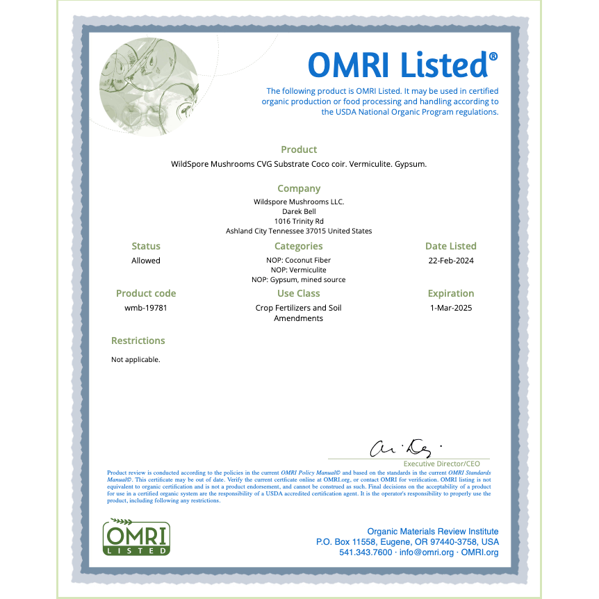 OMRI Certificate