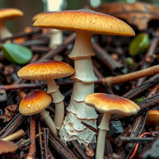 mushrooms in a forest