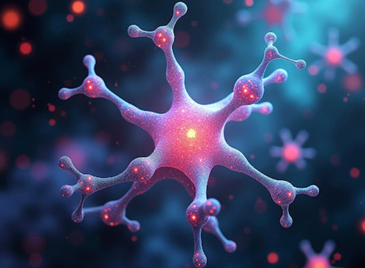 3D molecular visualisation of the 5-HT2A serotonin receptor surrounded by floating psychedelic compound structures amidst glowing neural networks
