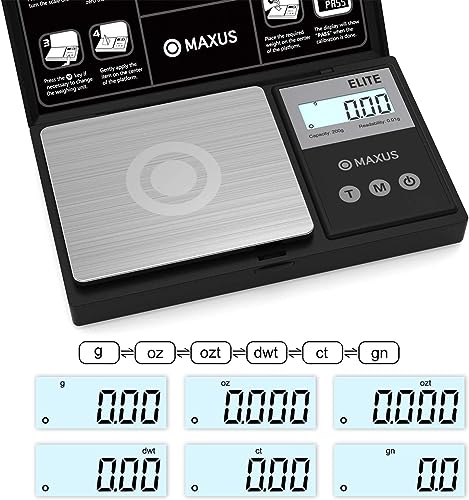 MAXUS Precision Pocket Scale 200g x 0.01g, Digital Gram Scale Small Food/Jewelry Scale Ounces/Grains Scale with Backlit LCD, Great for Travel