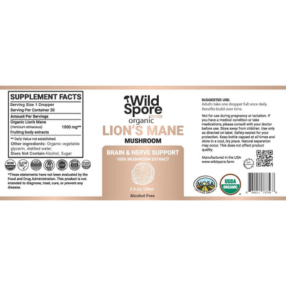 Organic Lions Mane Mushroom Tincture